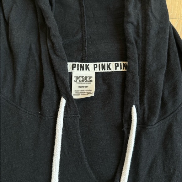 PINK by Victoria’s Secret long sleeve tshirt hoodie black size medium - Picture 2 of 4